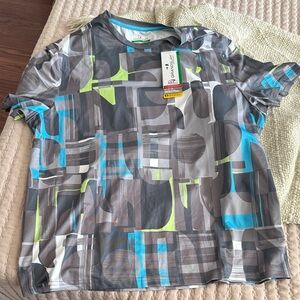 Adidas Men's Abstract Tee - Gray, Blue, and Green